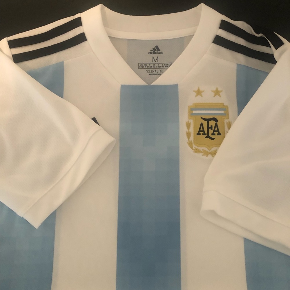 Adidas Soccer Jersey. Boys Size M. Light Blue and White